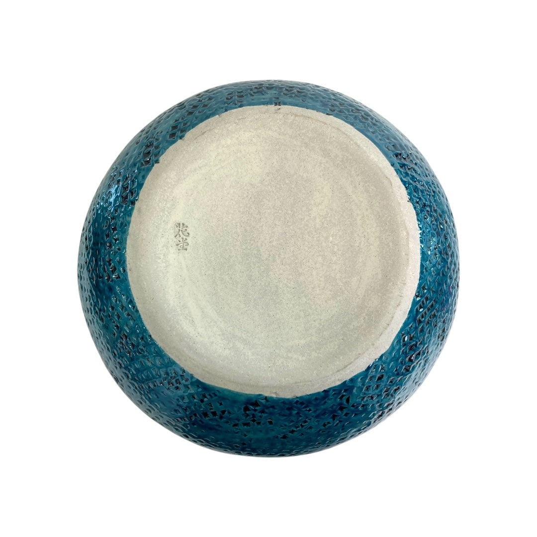 shallow blue pot