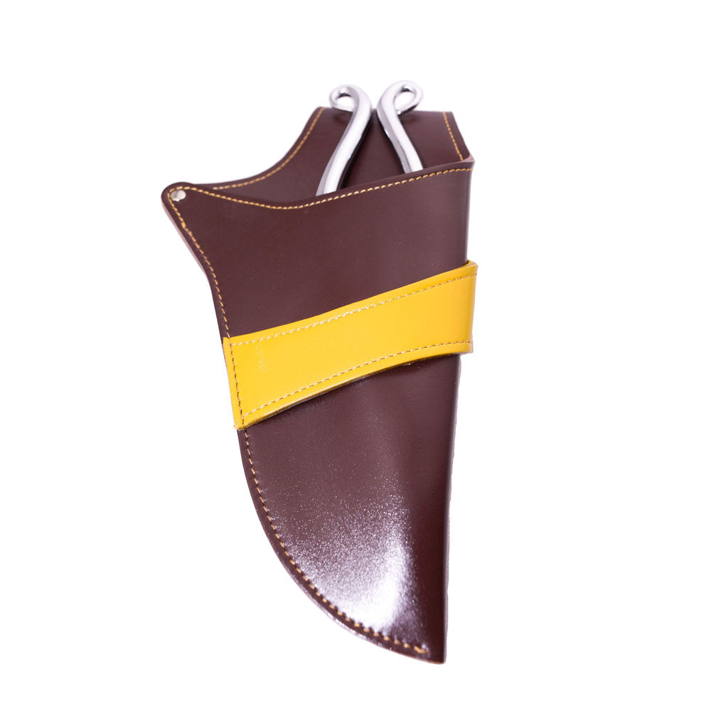 Sogetsu Original Leather Scissor Holder (Brown/Yellow)