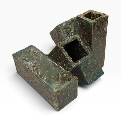 草月陶房独一无二之品 绳纹花器 赤色