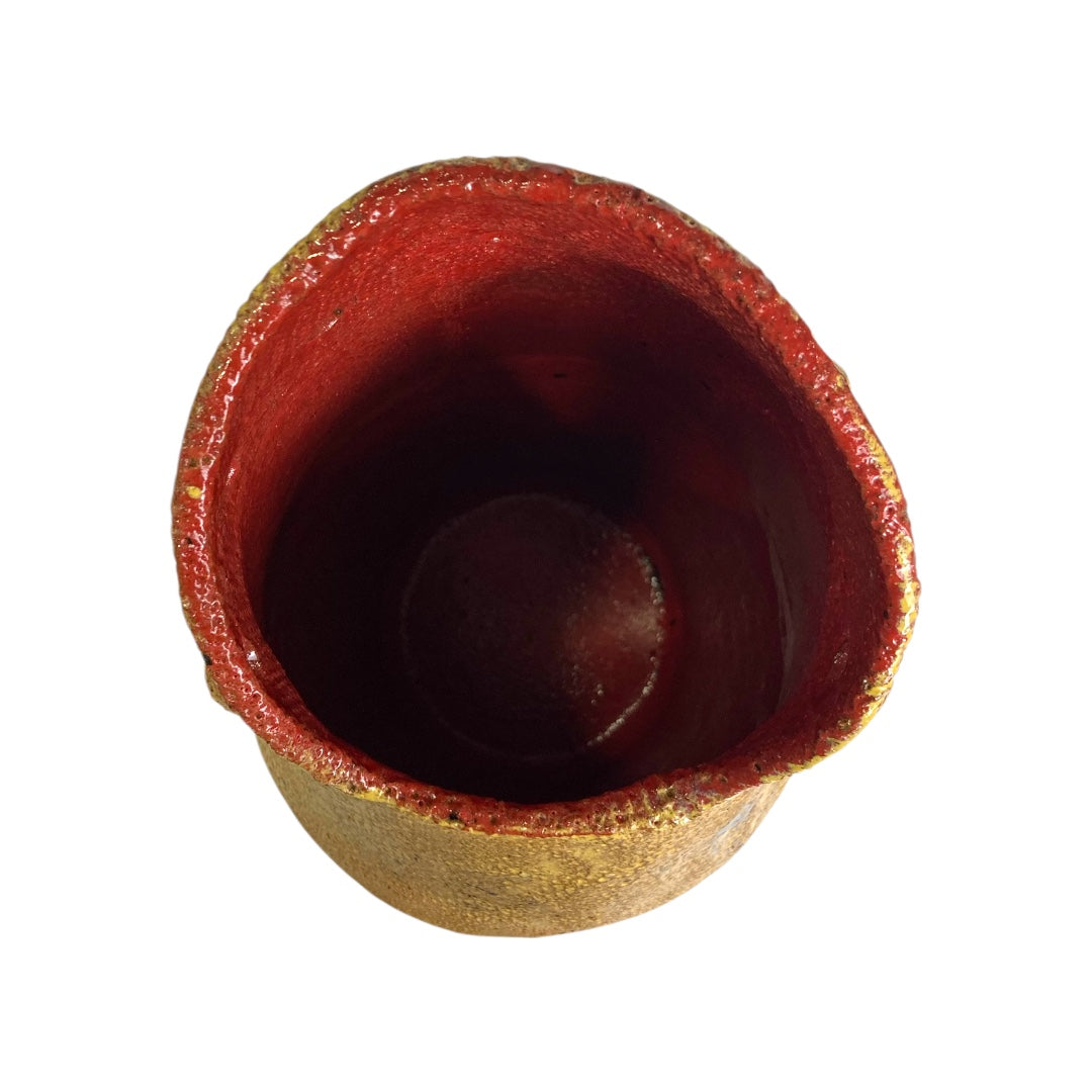 【新作】草月陶房一点もの　黄色マット（内朱）