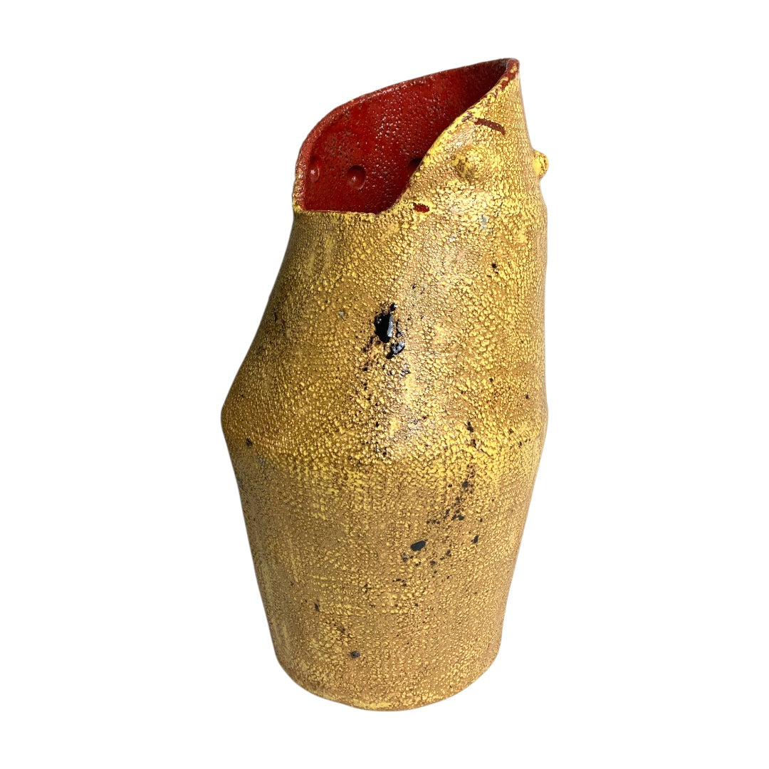 【新作】草月陶房一点もの　黄色マット（内朱）