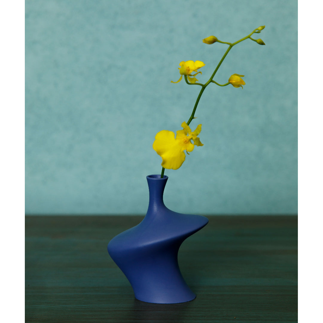 Riso Kiln single vase littles "Rin" (blue/white)