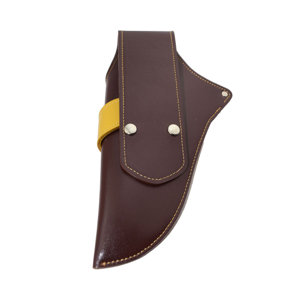 Sogetsu Original Leather Scissor Holder (Brown/Yellow)